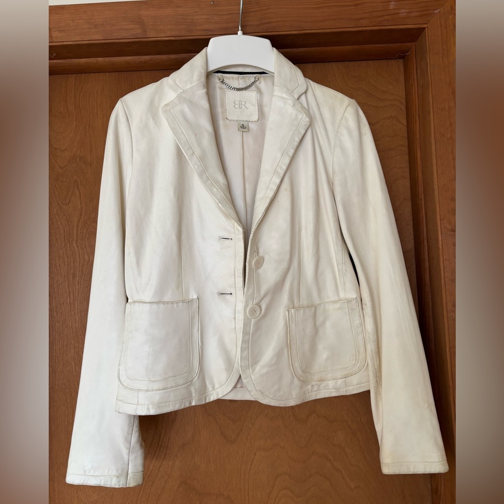 Banana Republic Women's Monogram Collection Leather Jacket Tailored Fit